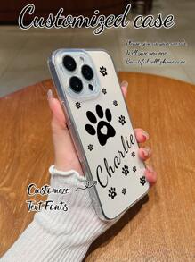 1 pieza Funda de teléfono personalizable con huella de pata de mascota, TPU transparente anti-caídas, cumple con las necesidades personalizadas del cliente, compatible con modelos A05, A04, A11, A24, A25, A26, A33, A12, A13, A14, A15, A52, A54, A55, S23 Ultra, S24 Ultra, A52S y modelos Apple 16 Pro Max, 16 Pro, 15 Pro Max, 14 Pro Max, 13 Pro Max, 13 Pro, 15 Pro. Amado por entusiastas de las mascotas, de moda, colorido, lindo, sencillo, un regalo único para amigos y fines conmemorativos
