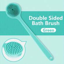 1 件长柄双面硅胶沐浴刷 - 深层清洁去角质背部磨砂膏和按摩海绵，6 种颜色（黑色/青色/粉色/白色/浅米色），温和柔软的米色护理，适合男女，适合淋浴或沐浴使用，多功能浴室工具 | 耐用硅胶刷