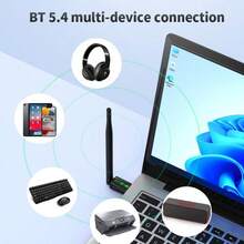 KZ Adaptor USB AX900 WIFI6 2-in-1 Bluetooth 5.4 Dual Band 2.4G & 5GHz 900Mbps WiFi 6 802.11AX Kartu Jaringan Nirkabel Kecepatan Tinggi Penerima Dongle, 4 Antena, Port USB3.0, Kompatibel dengan PC/Laptop, Windows 10/11, Pasang dan Mainkan - Hitam - View 7