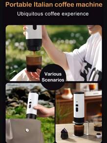 意大利便携式咖啡机，USB-C 充电，7800mAh 锂电池，配备加热功能和 LED 屏幕，三合一胶囊咖啡机，适合旅行、汽车、办公室和户外露营。 - 白色 - 查看 8