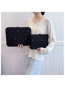 YOONI 韩国 INS 风格彩虹条纹刺绣笔记本电脑内胆包，柔软女孩糖果色 iPad 平板电脑保护套（9.7/10.2/11 英寸），笔记本电脑包（13/14 英寸），防震内袋，适合女孩和学生的可爱礼物，女士笔记本电脑包， 书包，大学必备品，返校必备