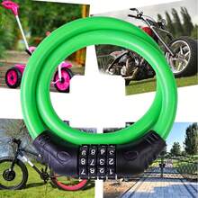 Resettable Steel Combination Lock, Applicable For Bicycle Anti-Theft Security, Multiple Colors Available (Black, Yellow, Green, Pink, Blue), PVC/Steel Wire Structure, Secure 4-Digit Combination Design, Suitable For Mountain Bike, Road Bike, E-Bike, Motorcycle Lock | Steel Wire Bicycle Lock - Resettable Bicycle Password Lock - View 14