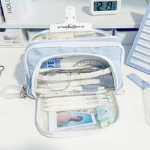 New Transparent Pencil Case, Large Capacity Simple And Beautiful Pencil Case, Creative Multifunctional Stationery Bag For Middle School Students,Back To School