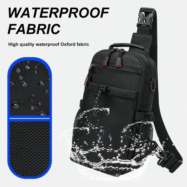Sling Backpack Crossbody Bag For Men And Women, Large Capacity, Adjustable Shoulder Strap, Suitable For Outdoor Adventure And School, Multifunctional One Shoulder And Backpack For Students, Dormitory Supplies, Various Carrying Styles, Outdoor, Travel, College, Work, Business, Commute, Sports, Black, Green, Orange