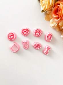 Cute Dog Cat Stud Shape Polymer Clay Cutters, Soft Pottery Clay Mold DIY Earrings Necklace Jewelry Cutting Pottery Tools-Soft Clay Cutting Mold - For Handmade Earring Making - Suitable For Beginners & Jewelry Artists, Polymer Clay Stud Earring Making Tool, Clay Jewelry Making Kit, Clay Earring Molds, Made By PLA - Pink - View 15