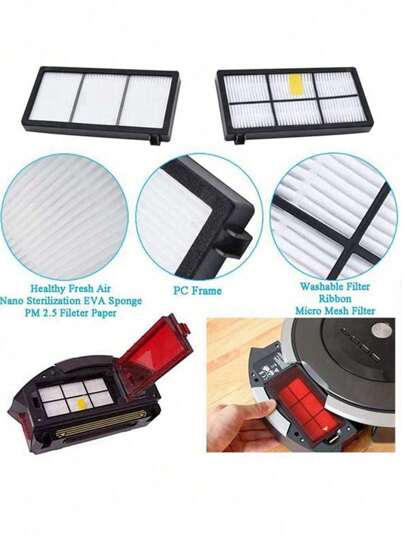 IRobot Roomba800 900 Series Replacement Brush Kit 800 805 850 851 860 865 866 870 871 876 880 885 886 890 891 895 896 960 966 980 Robot Stofzuiger Cleaner Accessories Roller Main Side HEPA Filter Mop Pad Dust Bag Rag Cloth Spare Parts Kits view 6