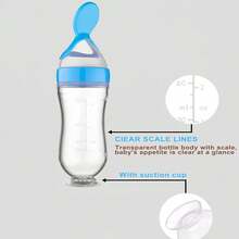 2件装硅胶婴儿辅食喂食器带勺，婴儿奶瓶带勺和米粥勺，婴儿喂食套装 - 彩色 - 查看 6