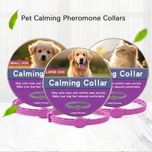 1/2件 56/72厘米 镇静舒缓信息素项圈 狗猫尺寸可调节 跳蚤蜱虫驱蚊项圈 小狗大型犬项圈 犬用项圈 猫用项圈（非药物 不能代替镇静剂） - 黑色 - 查看 2