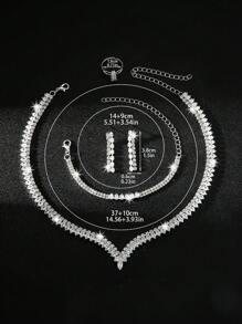 Set de 5 piezas de joyería minimalista con forma de V con circonita cúbica, adecuado para uso diario, boda, cumpleaños, viaje y fiesta de mujeres