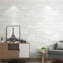 10/20/50/100 件 13.78x13.78 英寸 3D 自粘仿砖墙纸贴纸，适用于室内客厅、卧室、电视背景、仿砖泡沫墙纸、墙面翻新贴纸、出租宿舍装饰 - 白色 - 查看 11