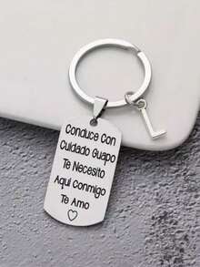 1 pieza Llavero de acero inoxidable con tallado estilo español, regalo romántico del Día de San Valentín para esposo o novio, accesorios de coche, accesorios góticos lindos de Y2K, accesorios del Día del Maestro - Plateado - Ver 21