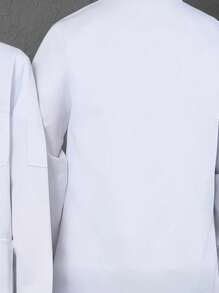 Jednoczęściowy, dopasowany fartuch laboratoryjny, profesjonalna kurtka robocza z długim rękawem z włókna poliestrowego dla lekarzy i pielęgniarek, biała odzież wierzchnia do laboratorium farmaceutycznego na Halloween