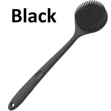 1 件长柄双面硅胶沐浴刷 - 深层清洁去角质背部磨砂膏和按摩海绵，6 种颜色（黑色/青色/粉色/白色/浅米色），温和柔软的米色护理，适合男女，适合淋浴或沐浴使用，多功能浴室工具 | 耐用硅胶刷