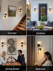 2pcs Wireless Wall Lamp, Small Cordless High Capacity Rechargeable Battery LED Wall Light, Dimmable Lighting, Suitable For Wall Decor, Living Room, Bedroom, Corridor, Gift, Night Light (Black) - Various - View 10