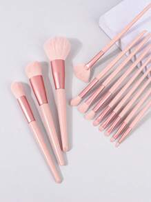 Set de 8 brochas de maquillaje de alta calidad que incluye brocha para sombra de ojos, brocha para polvo, brocha para contorno, brocha para iluminador, en una bolsa de maquillaje compacta y portátil (rosa)