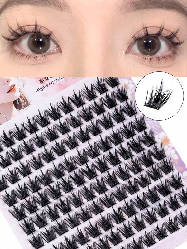 120pcs Lash Clusters DIY Eyelash Extensions Cluster Lashes Wispy Individual False Eyelashes C D CurlingThick Fluffy Eyelash Clusters
