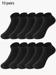 5/10 Paar weiße Knöchelsocken für Frauen, dünne Baumwoll-Freizeitsocken für Reisen, Schule, Büro, unisex - Weiss - Übersicht 10