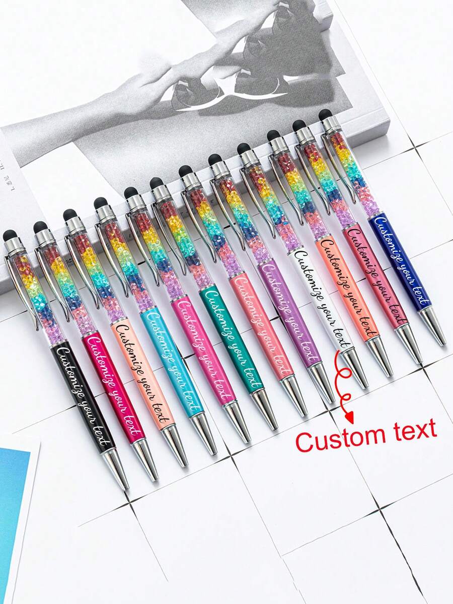 Customized Text/Logo Crystal Stylus Pen, Capacitive Touch Screen Pen For Smartphones, Back To School Gift, Gift For Teachers And Friends, Metal Promotional Pen,Office Decor - Rainbow Crystal Pen - View 1