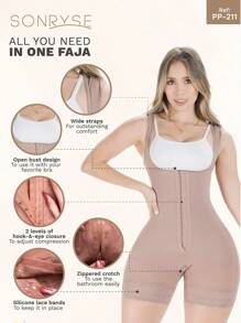 Fajas Colombianas Shapewear For Women Tummy Control Butt Lifter With Zipper Crotch Postpartum Body Shaper