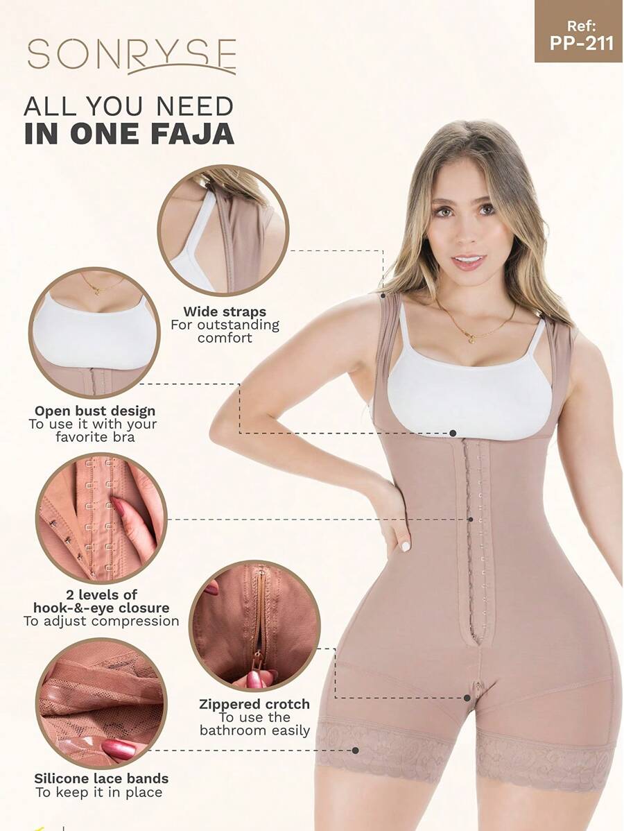 Fajas Colombianas Shapewear For Women Tummy Control Butt Lifter With Zipper Crotch Postpartum Body Shaper