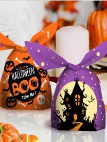 10 bolsas de regalo para hornear dulces con orejas de conejo y calabaza para Halloween