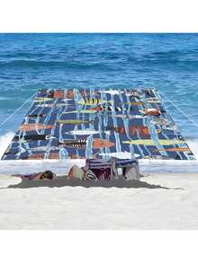 1 件海洋生物设计遮阳篷,轻松打造舒适休闲区,卡通海洋风格,100% 涤纶,矩形,防水,防紫外线,适用于户外花园、露台、海滩、夏季,附赠尼龙绳 - 彩色 - 查看 34