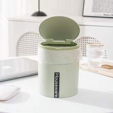 1 pieza Basurero de escritorio con tapa abatible, Papelera de almacenamiento para oficina, Apto para baño, cocina, bote de basura del inodoro