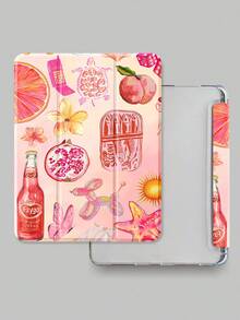 A Beautiful Animal And Soda Combination Painted Transparent Flat Protective Case With Folding Function, Suitable For Various Styles, Supports Eye-Rest And Wake-Up Functions, Making It An Ideal Choice For Festival Gifts, Birthday Gifts And New Year Gifts - White - View 3