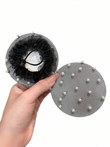 2 piezas Elegante creador de moño de cabello oculto con perla falsa - Redecillas de nailon elásticas reutilizables para ballet, actuación de danza, yoga, pilates y gimnasio, kit de peinado, kit de herramientas para el cabello, artículos escolares, accesorios para el cabello, herramientas de peinado - Multicolor - Ver 5