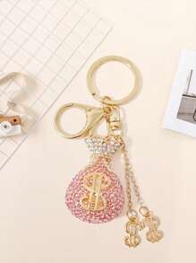 1pc Creative Gift Crystal Money Bag Keychain, Women Bag Charm Keyring, Jewelry Gift Decor Car Key Chain Car Accessories Cute Goth Y2k