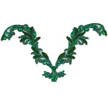Vestidos de encaje hechos a mano que se pueden coser con accesorios de lentejuelas y cuentas (talla S7, verde oscuro) - Verde Oscuro - Ver 4
