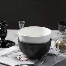 1 pieza Cuenco cerámico mate cocido a alta temperatura, duradero, fácil de limpiar, con un acabado rústico en color negro clásico, con aspecto elegante y espacioso, antideslizante: el acabado mate aumenta la fricción para evitar resbalones al sostenerlo, talla grande seguro de usar