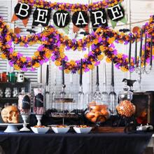 Halloween Decorations, Halloween Tinsel Garland With Orange Pumpkin Black Spider Purple Bat, Shiny Metallic Twist Garland For Home Tree Indoor Outdoor Party Decorations