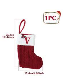 1pc Christmas Knit Monogram Stockings, Small Xmas English Letters Hanging Stockings Socks, Fireplace Decor, Hanging Decor, Christmas Stocking Fillers, Christmas Party Decorations, Party Favors Party Supplies, Christmas Tree Decorations, Christmas Decorations Home, Christmas Decor, Home Decor Room Decor, Christmas Baubles, Christmas Gifts Package, Xmas Decor, 2026 New Year Decor Winter