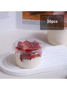 10个带盖可重复使用蛋糕杯，不易碎，适用于酸奶、椰奶、布丁、燕麦片、奶油蛋糕，透明甜点杯，可用于盛放蛋糕、慕斯、纸杯蛋糕、冰淇淋等。 - 透明 - 查看 13