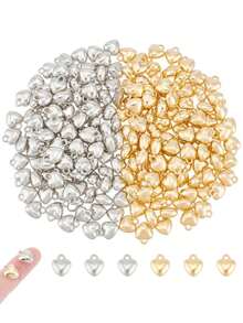 60pcs Puffy Heart Charm Tiny Love Pendant CCB Plastic Pendants 1.6mm Small Hole Heart Charms Golden Dangle Pendants For Valentine Gifts DIY Jewelry Making Kit Necklace Bracelet - Love Pendant - View 1