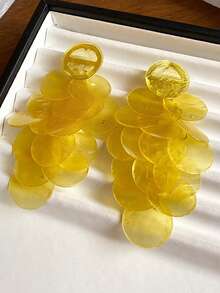 1 par de pendientes de gota con borlas de uva amarilla con diseño elegante de boutique, pendientes asimétricos de estilo bohemio para mujeres, apropiado para uso diario y como regalo