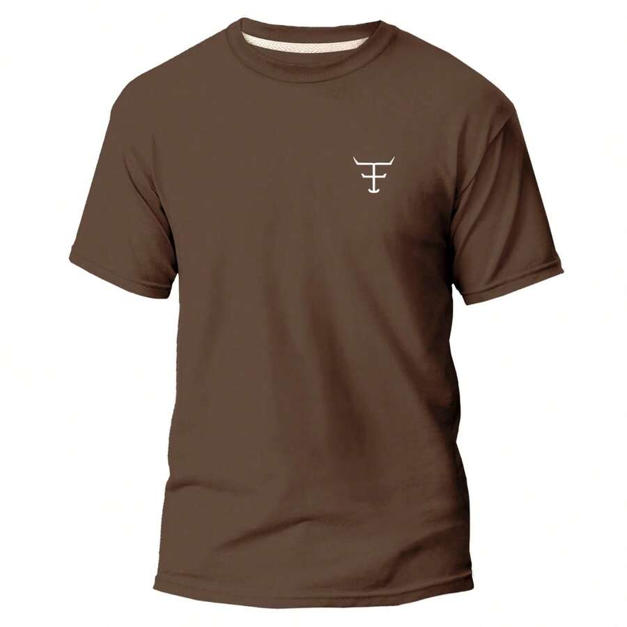 Men's Rodeo T-Shirt Country Fashion Style Texas A11 - 鏽棕色 - 查看 1