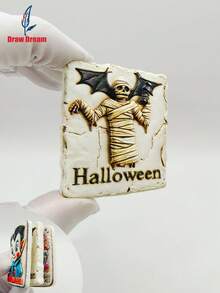 1PC Halloween Style 3d Stereo Flat Refrigerator Magnets, Skull & Devil Holiday Souvenir Refrigerator Magnets, Home Decoration Products, Kitchen, Room, Home, Suitable For Halloween Day Of The Dead Halloween Decor Room Decor - Color - View 8