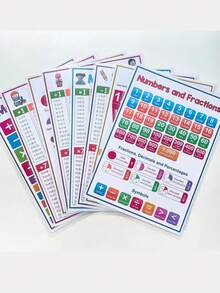 10pcs Kids Educational Math Posters - Multiplication, Division, Addition & Subtraction, Numbers 1-100, Classroom Wall Decals