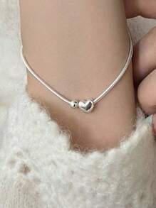 1 pieza Pulsera de bola de amor de alto brillo de lujo de plata de ley 925, pulsera elegante para mujer, regalo de San Valentín, cumpleaños, uso diario, vuelta al colegio