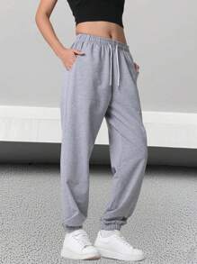 Women'S Outdoor Casual Running Pants - Elastic Waistband Pockets Sports Trousers, Lightweight All-Season Pants, Women'S Athletic Long Pants, Suitable For Gym, Machine Washable, Solid Color Design, Comfortable Fit, Y-Shape Style, Elastic Waist, Ideal For Outdoor Hiking & Sports Enthusiasts Tights