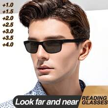 1pc Fashion Grey Tint Bifocal Reading Glasses, Bifocal Lens For Near & Far Vision, Ultra-Light Frame With Non-Slip Leg Design & Contrasting Color Accents, Comfortable Casual Bifocal Glasses For Men - Black and Red - View 2