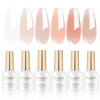 Beautpal Jelly Gel Polish Sheer Pink Crystal Transparent Milky White Nude Sheer Gel Nail Polish Kit For Salon Gel Manicure And Nail Art Collection Gift Set 8ML 6PCS