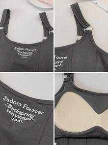 女式性感无袖短款刺绣上衣，修身剪裁，甜美风格，适合夏季街头穿着 - 灰色 - 查看 5