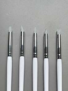 5Pcs Clear Dual Ended Rhinestone Nail Art Silicone Pen Sculpture Pen For Acrylic 3D Flower Carving Shaping Dotting Nail Tool Manicure Brush