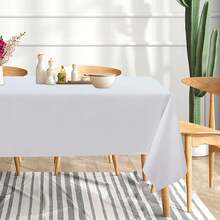 1pc Solid White Polyester Tablecloth, Minimalist Style For Dining Room, Meeting Room, Desk, Coffee Table, Wedding, Party, Baby Shower - White - View 5