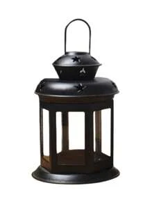 1个铁艺烛台，镂空星形装饰，圣诞蜡烛，铁艺装饰灯笼，户外家居装饰灯笼