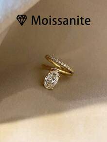 1pc Women's Wedding Ring, Double Hoop Semi-Pave Ring, 3.8g 925 Sterling Silver, 2ct Moissanite, Bohemian Palace Style, Engagement, Wedding, Anniversary, Valentine's Day Gift, Comes With Moissanite Certificate And Deluxe Gift Box