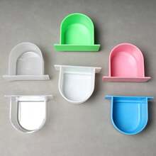 2Pcs Bird Food Bowl, Small Bowls For Cage, Bowl Food Tray Sturdy For Conures Budgie Feeding And Watering Rabbits, Hamsters And Other Small Animals, Bird Cage Feeder,Pink White.